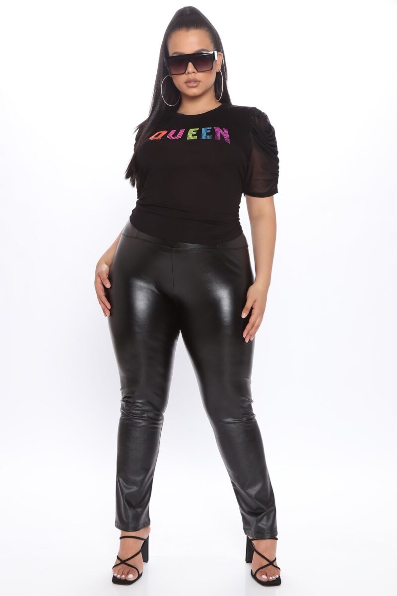 Leggings de Cuero Sintético con Efecto Reductor - Negro - Image 5
