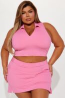 Top Corto Alexa con Cuello y Relleno Extraíble - Rosa