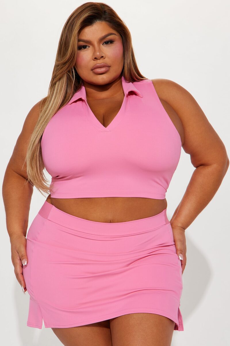 Top Corto Alexa con Cuello y Relleno Extraíble - Rosa - Image 4