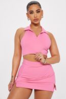 Top Corto Alexa con Cuello y Relleno Extraíble - Rosa