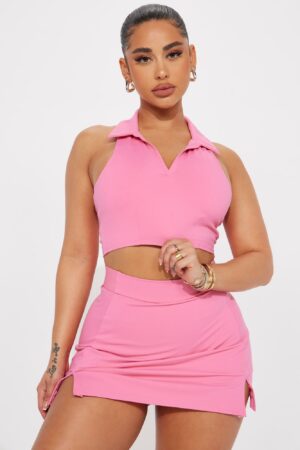 Top Corto Alexa con Cuello y Relleno Extraíble - Rosa