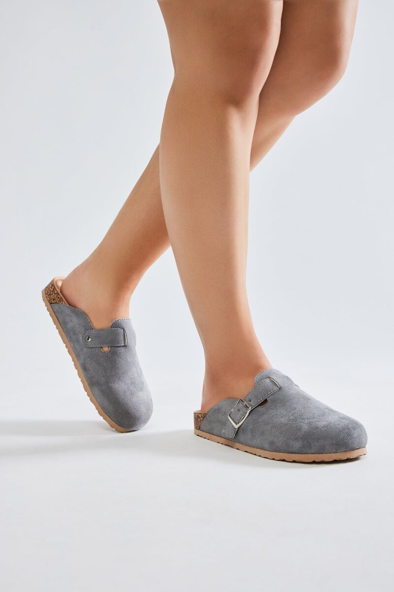 Sandalias Casual con Hebilla y Suela Plana - Gris - Image 8