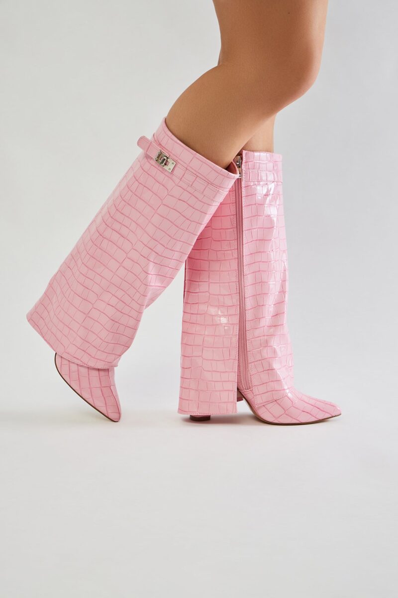 Botas Altas hasta la Rodilla con Detalles Dorados y Tacón Grueso - Image 14