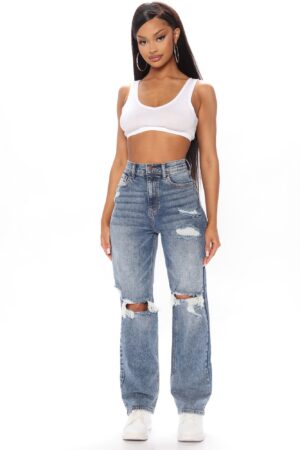 Jeans Boyfriend Rasgados de Tiro Alto