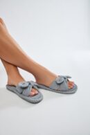Pantuflas Acolchadas con Moño 3D y Suela Plana