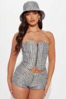 Set de Short y Top Tubo Tweed en 3 Piezas con Sombrero