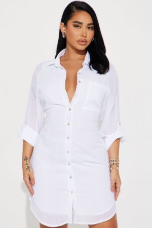 Vestido Mini Ideal para Fuera de Oficina - Blanco