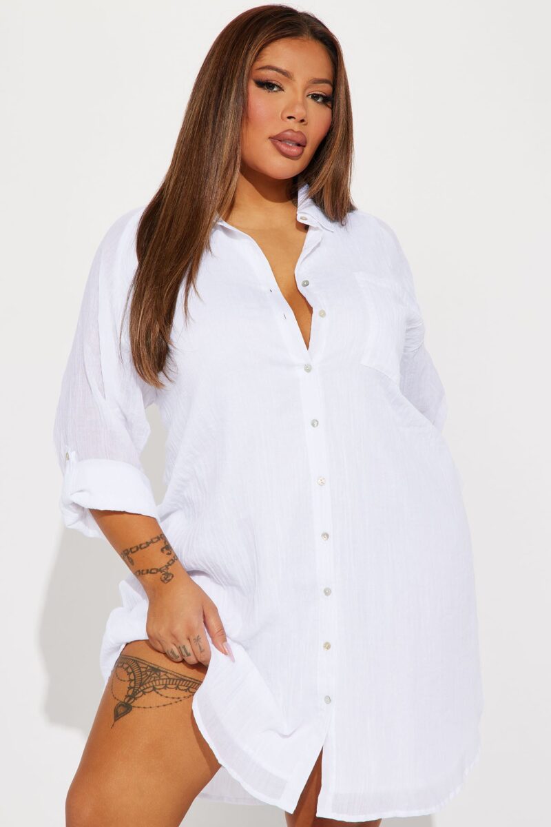Vestido Mini Ideal para Fuera de Oficina - Blanco - Image 11