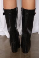 Botas Altas hasta la Rodilla con Detalles Dorados y Tacón Grueso