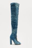 Botas Altas de Mezclilla con Detalles de Encaje