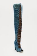 Botas Altas de Mezclilla con Detalles de Encaje