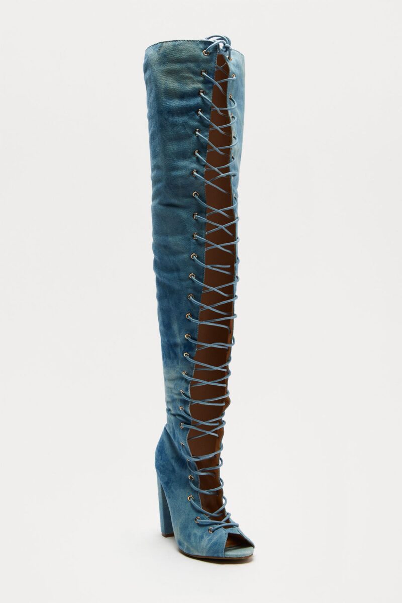 Botas Altas de Mezclilla con Detalles de Encaje - Image 8
