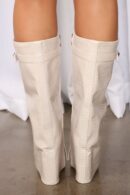 Botas Altas hasta la Rodilla con Detalles Dorados y Tacón Grueso