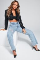 Jeans Rectos Estilo 90's con Rotos - Lavado Medio