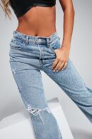 Jeans Rectos Estilo 90's con Rotos - Lavado Medio