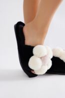 Pantuflas Florales con Aplicación en 3D - Punta Redonda