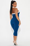 Conjunto de Pantalón y Top Halter Ajustado Bicolor