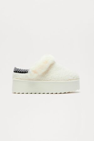 Pantuflas con Plataforma y Borde de Piel Sintética