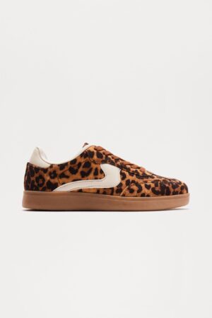 Zapatillas Deportivas de Baja Altura con Cordones - Estampado de Leopardo