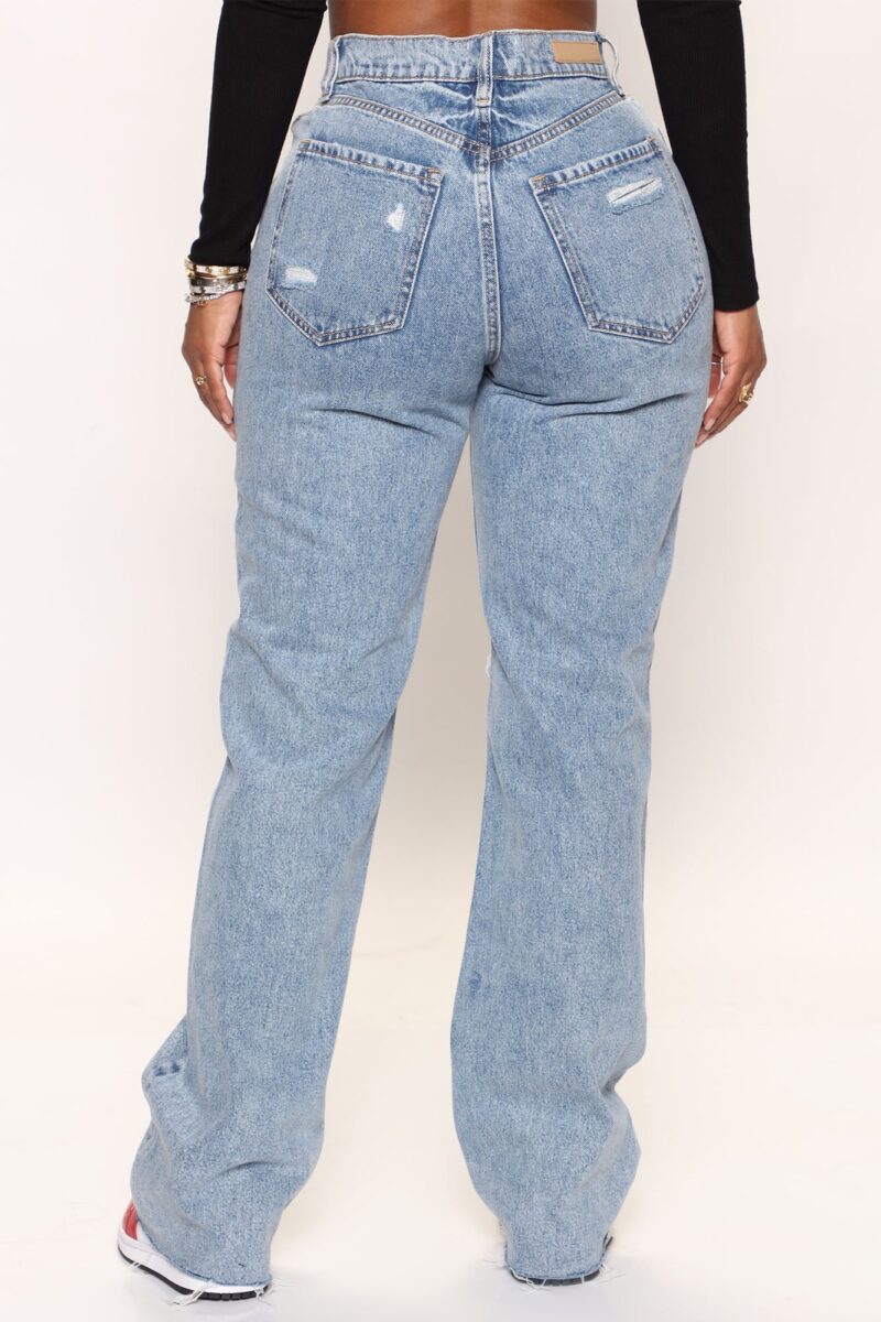 Jeans Rectos Estilo 90's con Rotos - Lavado Medio - Image 3