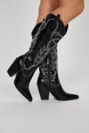 Botas Vaqueras Bordadas de Tacón Alto