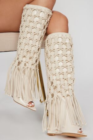 Botas Altas de Crochet para Verano en Crema