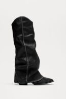 Botas Altas de Tacón Medio con Detalle Sobrepuesto