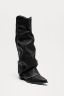Botas Altas de Tacón Medio con Detalle Sobrepuesto