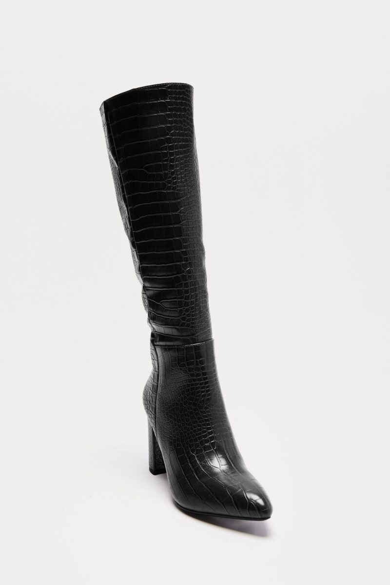 Botas Altas hasta la Rodilla con Tacón y Diseño Cocodrilo - Image 2