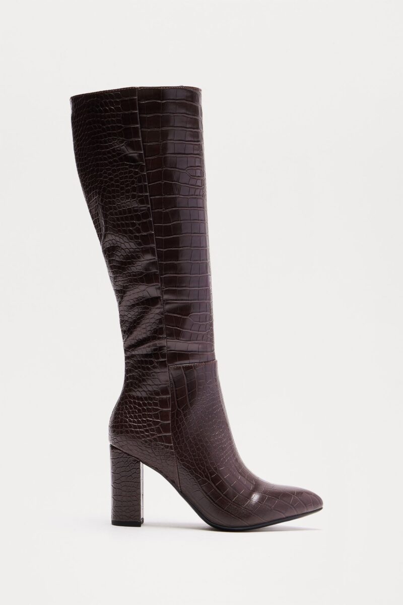 Botas Altas hasta la Rodilla con Tacón y Diseño Cocodrilo - Image 5