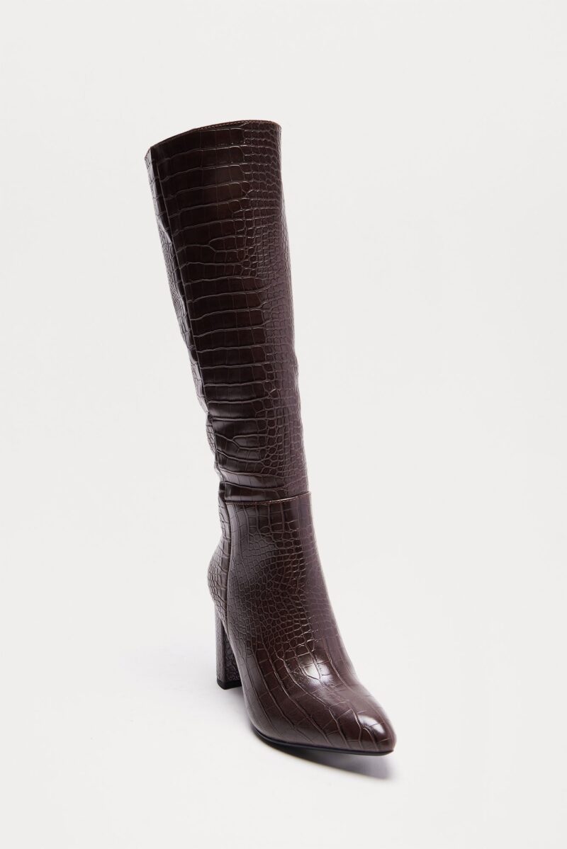 Botas Altas hasta la Rodilla con Tacón y Diseño Cocodrilo - Image 8