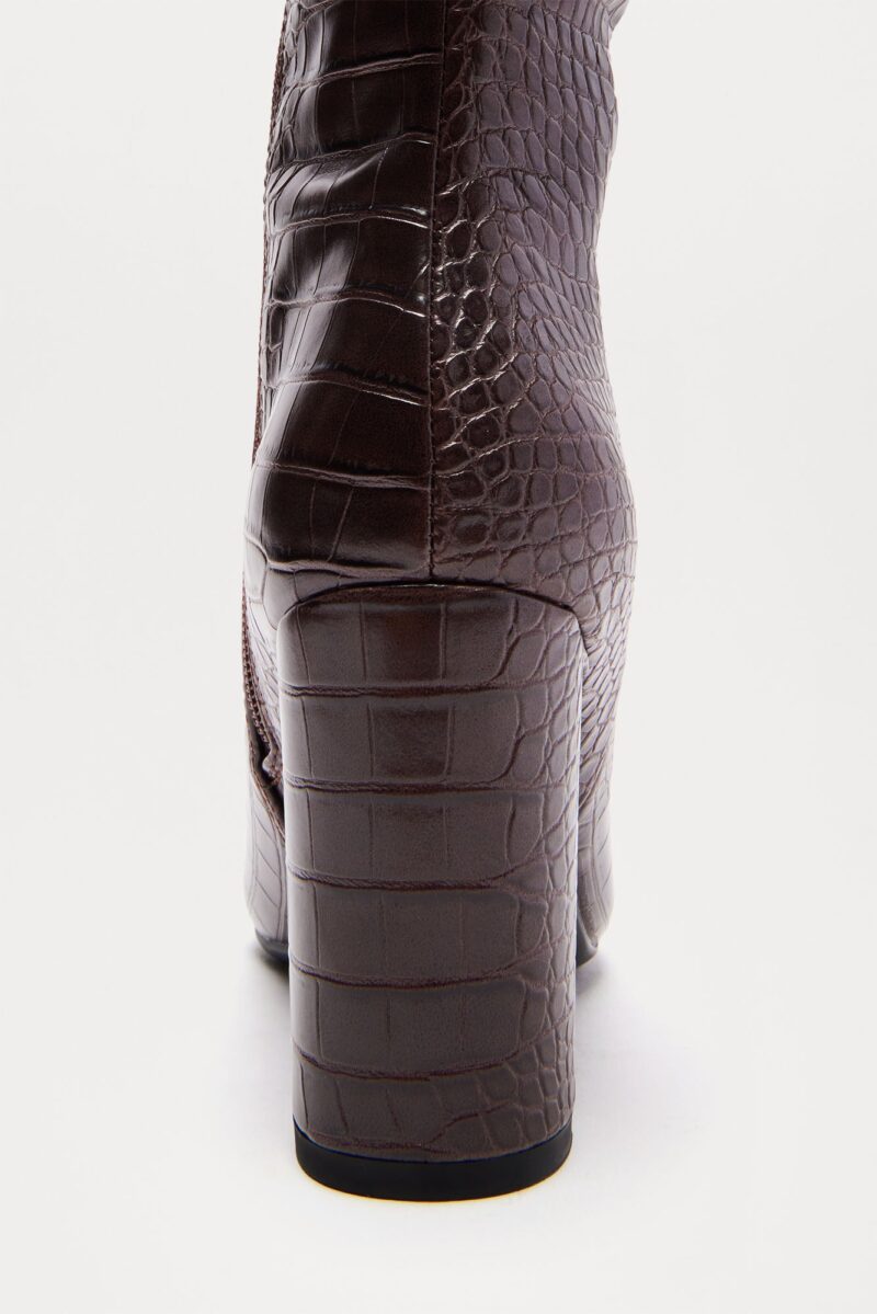 Botas Altas hasta la Rodilla con Tacón y Diseño Cocodrilo - Image 9