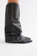 Botas Altas de Tacón Medio con Detalle Sobrepuesto