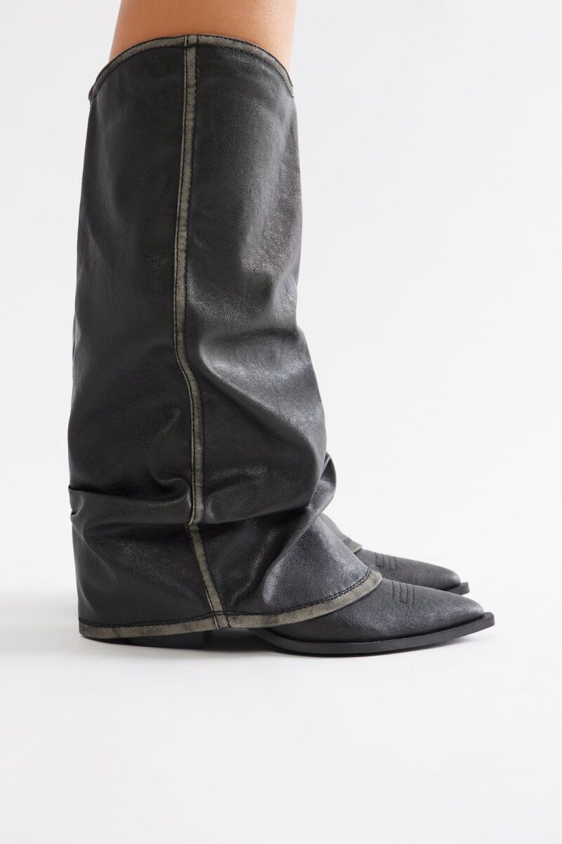 Botas Altas de Tacón Medio con Detalle Sobrepuesto - Image 4
