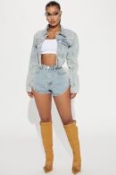 Chaqueta de Jean Crop Lavado Claro