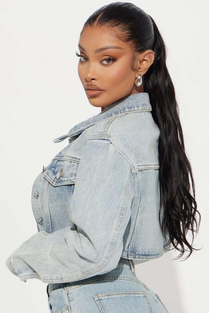 Chaqueta de Jean Crop Lavado Claro - Image 3