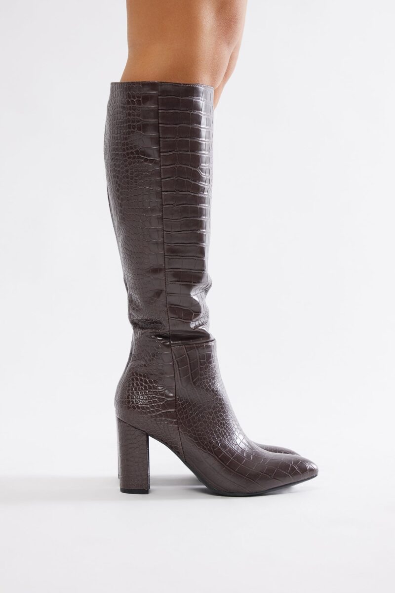 Botas Altas hasta la Rodilla con Tacón y Diseño Cocodrilo - Image 10