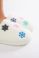 Pantuflas Estampado Copo de Nieve en Blanco Combinado