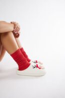 Pantuflas de Reno Navideñas en Color Rojo