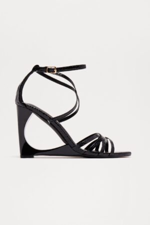 Sandalias de Cuña Negras con Taco Ultra Alto