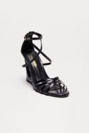 Sandalias de Cuña Negras con Taco Ultra Alto