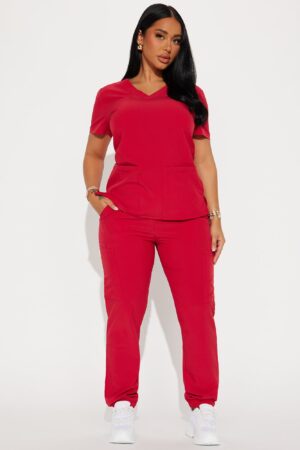 Conjunto de Uniforme Médico Estilo Jogger - Rojo