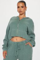 Conjunto de Pantalón Térmico y Hoodie con Cierre Frontal
