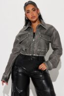 Chaqueta Bomber de Cuero Sintético Lavado