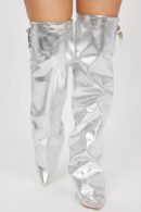 Botas con cuña ultra alta y detalle de superposición - Plata