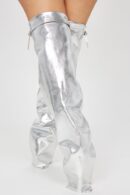 Botas con cuña ultra alta y detalle de superposición - Plata