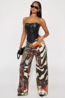 Jeans Baggy Estampados de Pierna Ancha