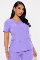 Camisa de Uniforme Unisex con Bolsillos y Cuello en V