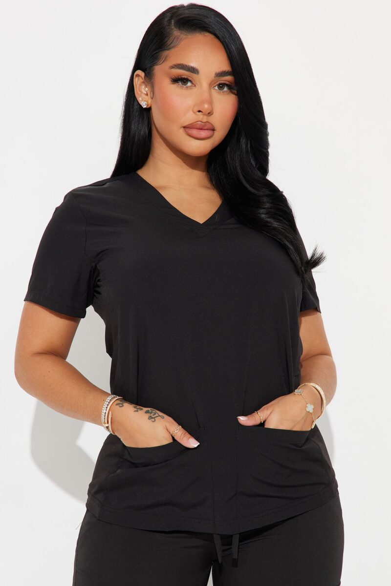 Top Uniforme Médico con 4FLEX y Bolsillos Profundos - Negro