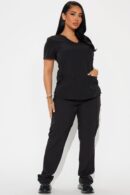 Camisa de Uniforme Unisex con Bolsillos y Cuello en V